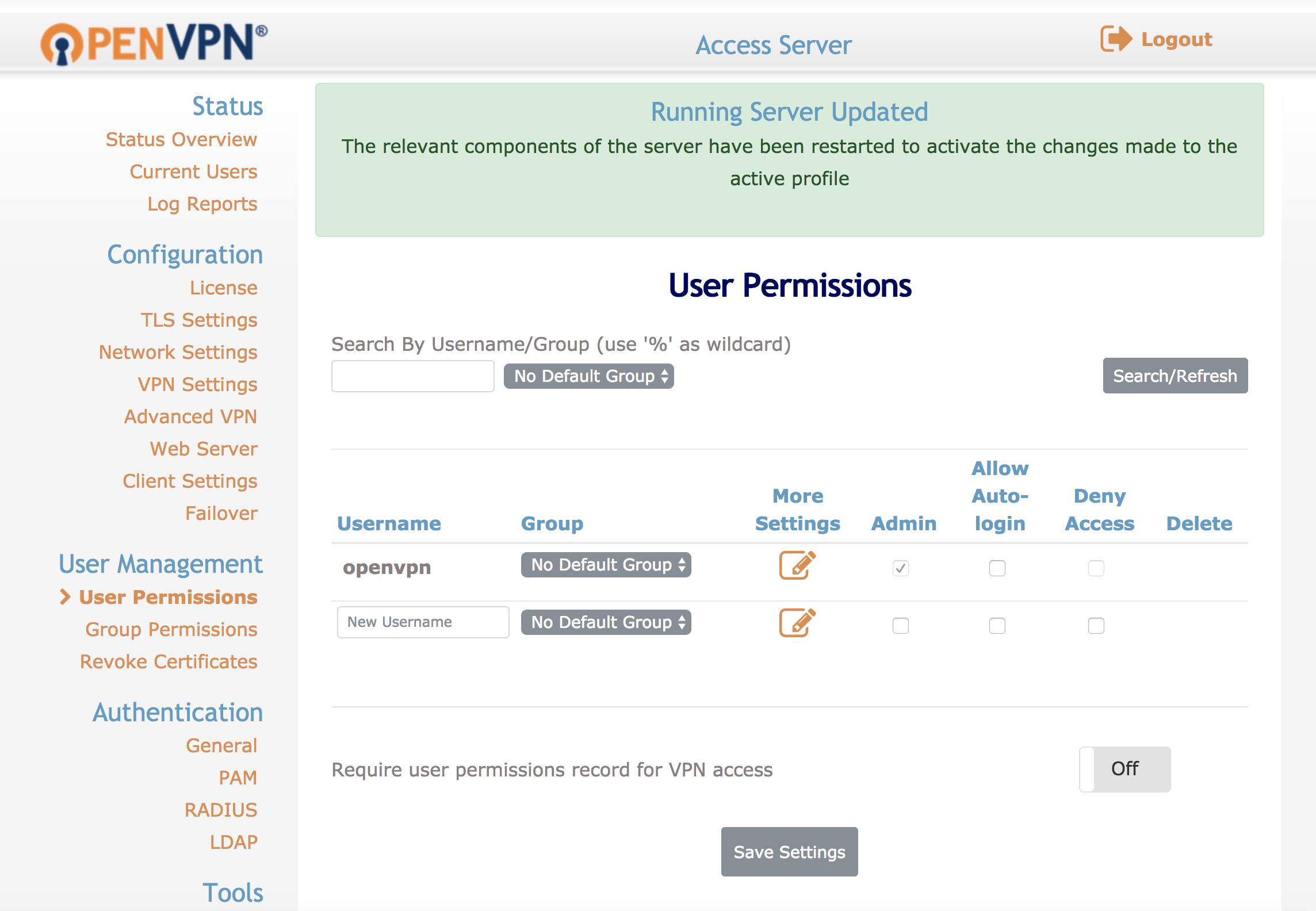 OpenVPN Admin User Interface. OpenVPN Admin User Interface.